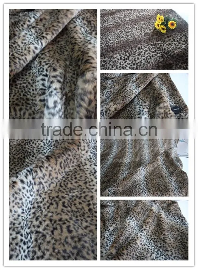 2015 Fashion Leopard Grain Plush Artificial Wool Fabric