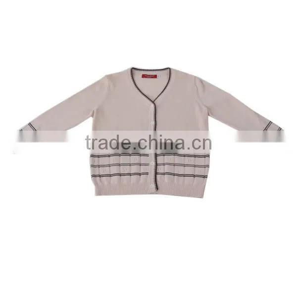 2014 V-neck cotton girl stripes cardigan sweater