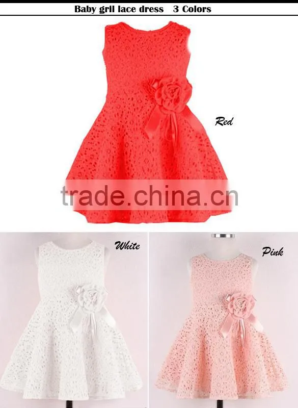 Kids Girls Lovely Sleeveless Lace Vest Baby Girl Maxi Dress 20120
