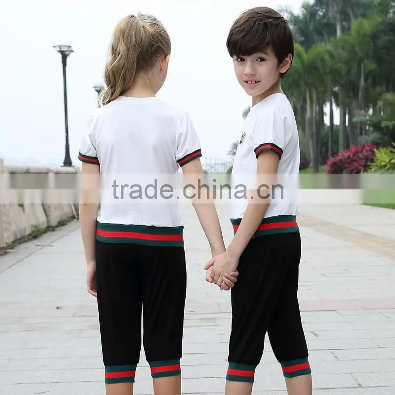 High quality factory wholesale customized kindergarten primary kids boys sport wear school t shirt