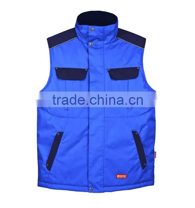 Mens 300D oxford work multi-pocket canvas vest