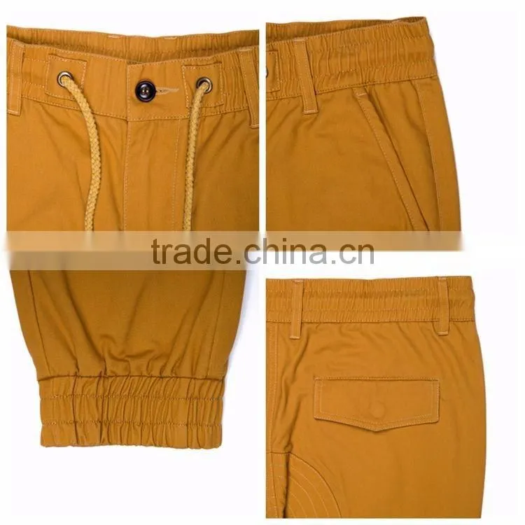 Wholesale elastic hem brand name harem mens chino pants with small side pocket