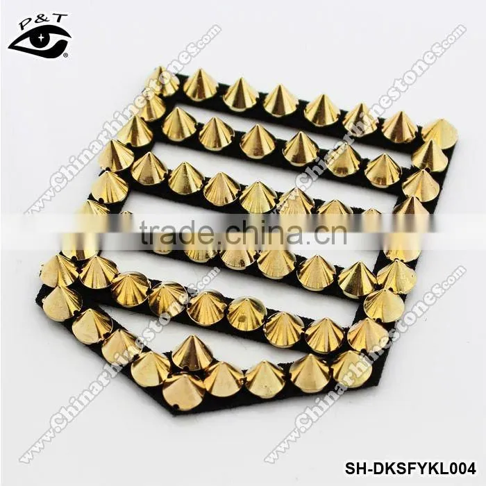 10mm sew on cone studs with holes brown coffee color for clothing shoes