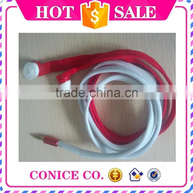 high quality noise cancelling function balance armature shoelace earphone with mic
