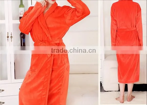 Chinese newest fashion bright colored coral fleece bathrobe