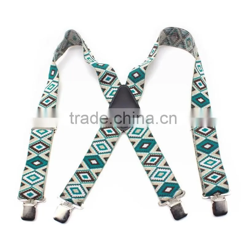 2017 Jacquard Checkered Weave Men Suspenders - Wide Clip Brace