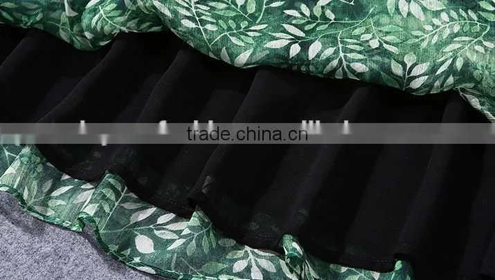 Ladies elegant party dress chiffon leaf bead loose prom dress 2017