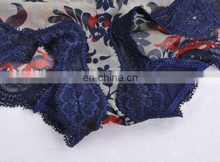 HOT Sale Flower Design Transparent Style Young Lady Boyshort Lace Panties