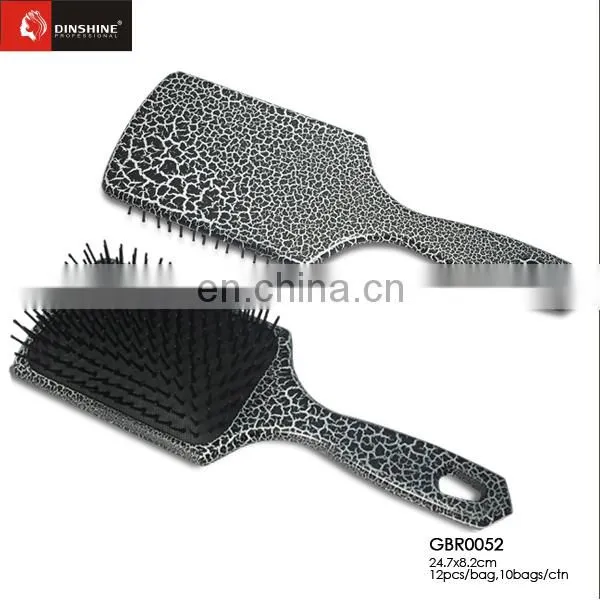 Blue color paddle brush, plastic round cushion hair brush