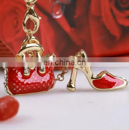 FASHION RED GIFT BAX SHAPED SHOE ACCESSORIE HIGH HEEL CRYSTAL