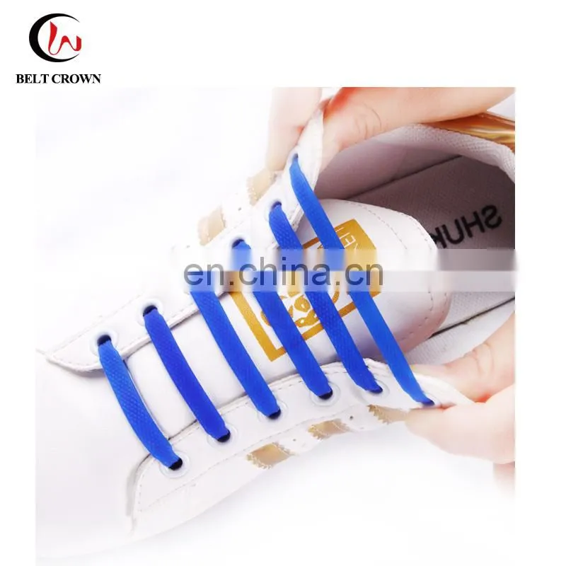 Custom high quality lazy elastic silicone no tie shoelace