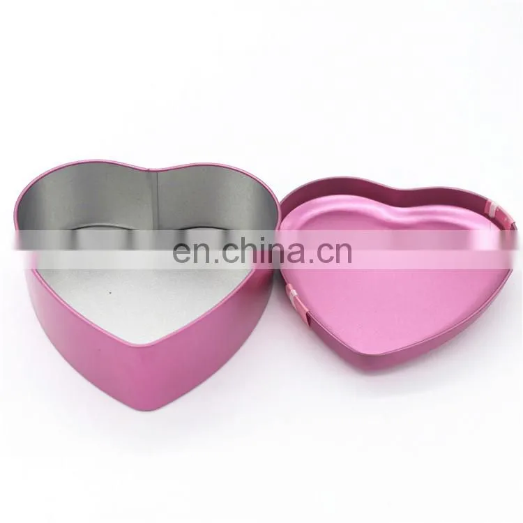Pink or other custom colored heart shape wedding favor candy tin box