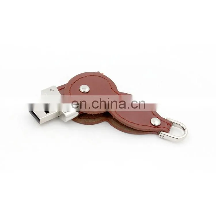 Wholesale Customized Logo Pendrive USB Flash Drive Gift Leather with Gift Box Packing