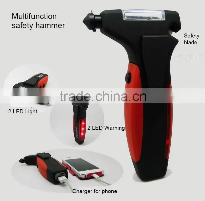 2+3 led long lasting emergency bulb light with car safety hammer