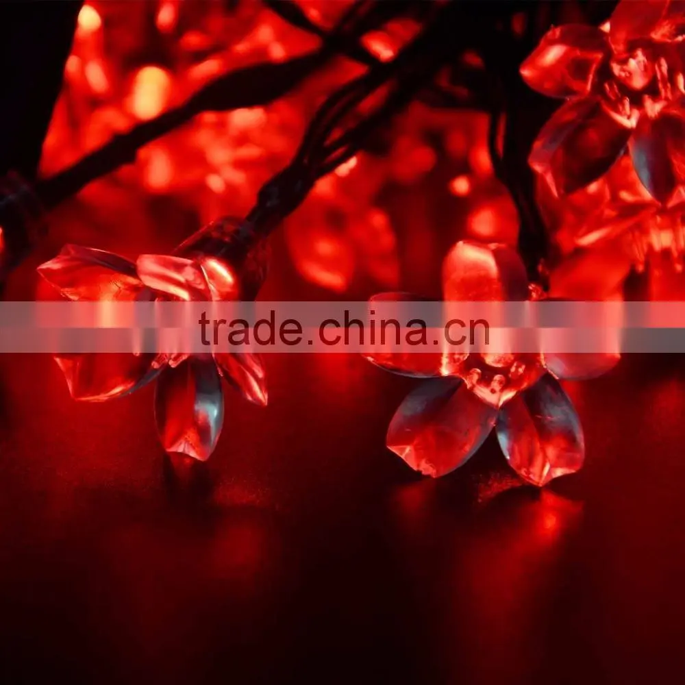 50 LED 7M Peach Blossom Shape Solar Powered String Fairy Lights for Indoor Outdoor Garden Christmas Wedding Party