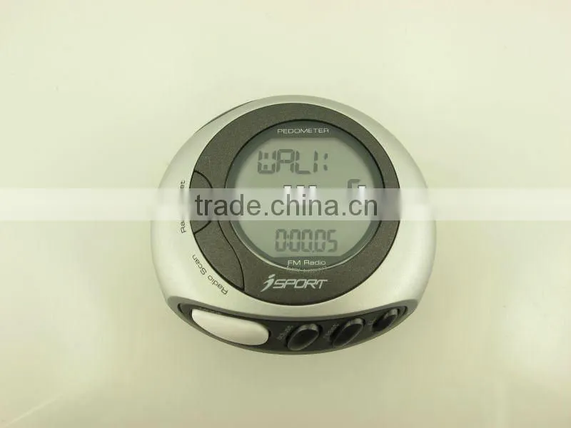 Digital motion Sensor Flip Up Spring clip Promotional FM Radio Pedometer Accurate Step Counter