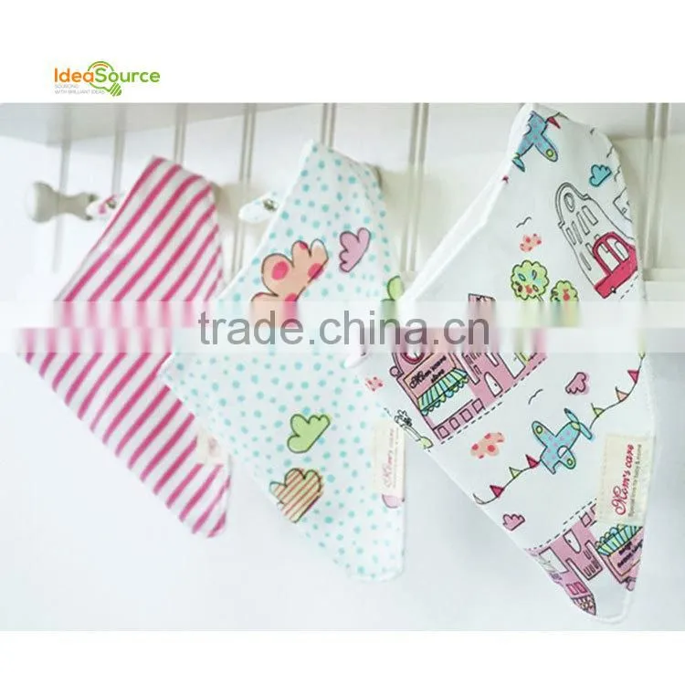 Top grade 100% cotton 3pcs set/lovely bandana bibs/new baby bibs