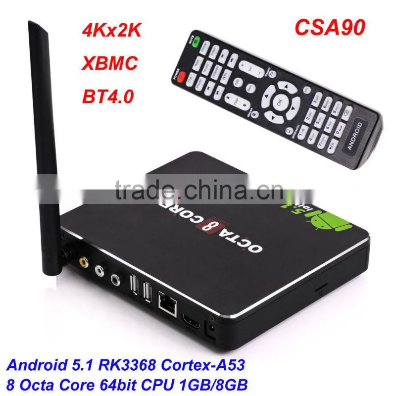 Smart TV Box RK3368 Octa Core Google Android 5.1 CSA90 with RK3368 chipset iptv set top box