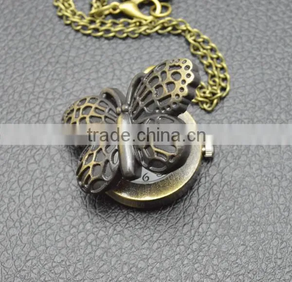 world cup 2014 watches retro fashion butterfly style necklace chain quartz pocket watch