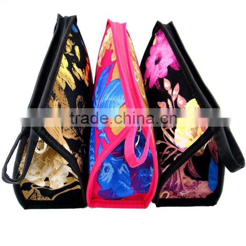 Travel Zipper Flower Printing Fashion Cosmetic Bag Products Large Makeup Bag