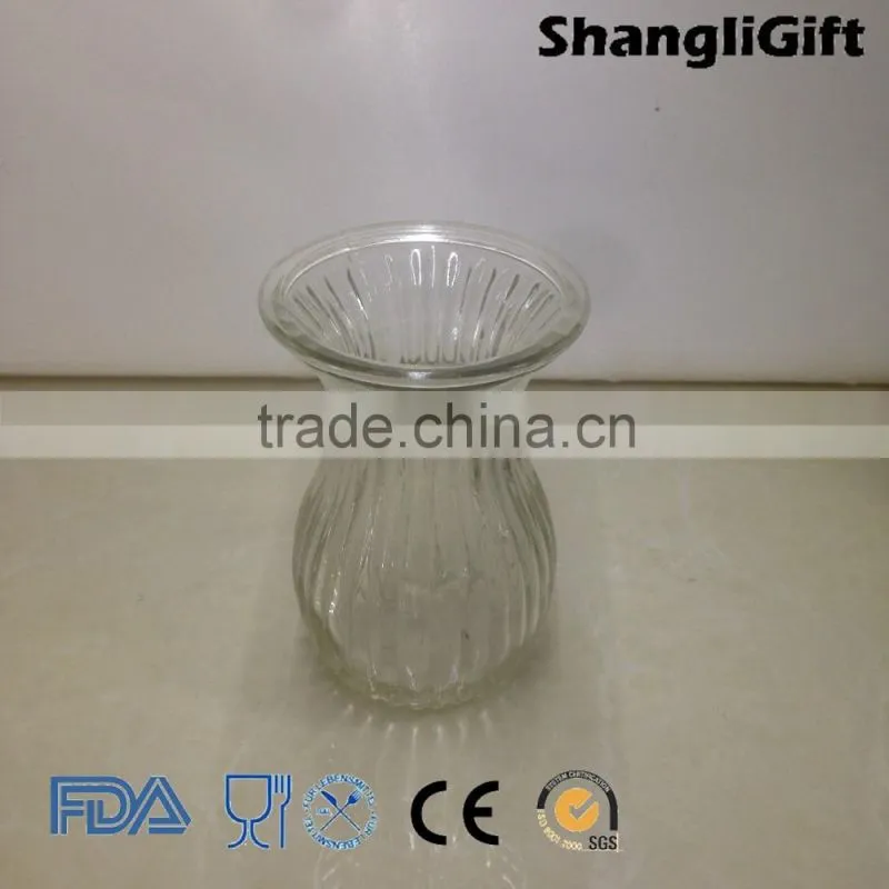 Ribbed Home Decor 430ml Tall Clear Glass Vase