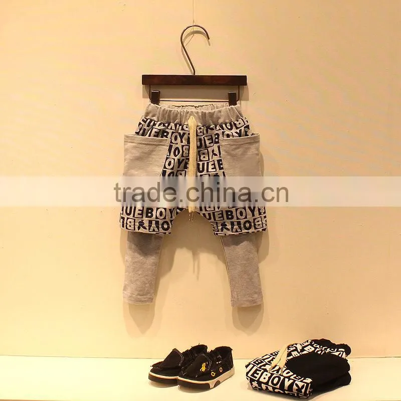 2015 New Fashion Children's Boutique Cotton Pants High Quality Split Pants Boys Kids Pants