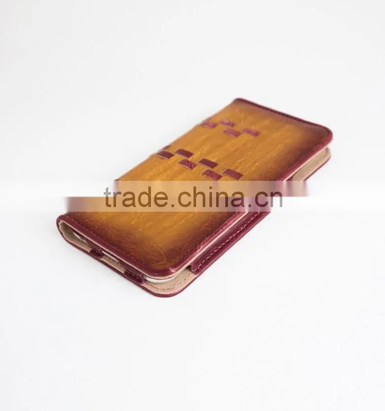 Fading&Weave Genuine Leather Cell Phone/Mobile Phone Case/Booklet for iPhone 6/6s for Lady/Women