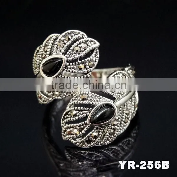 2015 Fashion Crystal Gemstone Gold Plated Rings For Women Feather Finger Open Rings