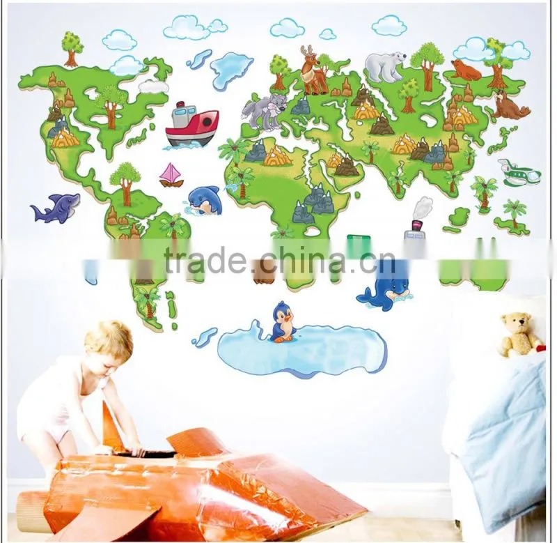 ALFOREVER Map of the Zoo wall sticker,map wall decals