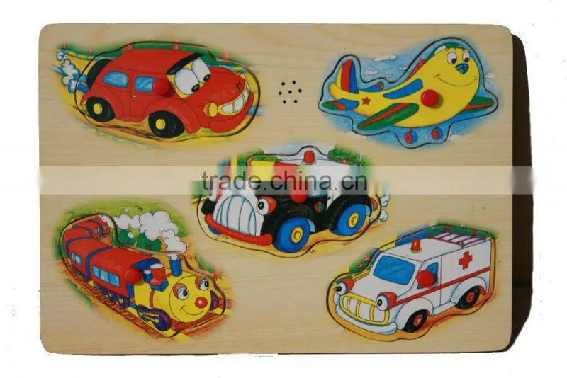 Jiangsu BSCI factory wooden animal voice sound musical chunky puzzles educational music singing sound device for children toys