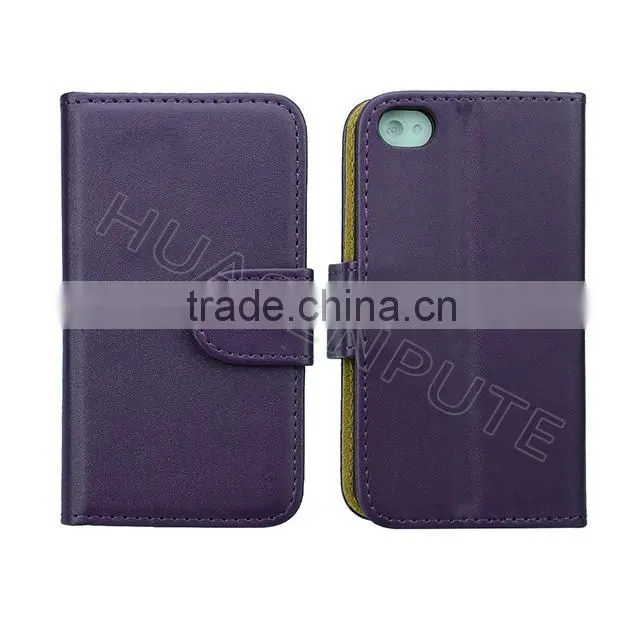 Anti-scratch and shockproof leather phone case for iphone4 with card holder