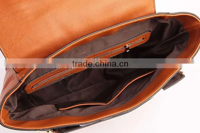 M22 European High Quality Coffee color Teens PU School Satchel Bag with Cotton Webbing Straps