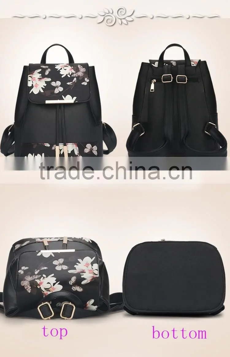 Custom oem print cheap pu leather backpack bags