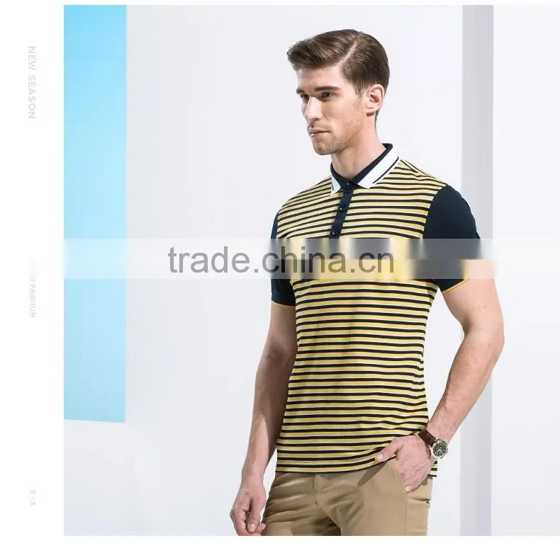 Summer new product Men's business casual short striped collar T-shirt with short sleeves