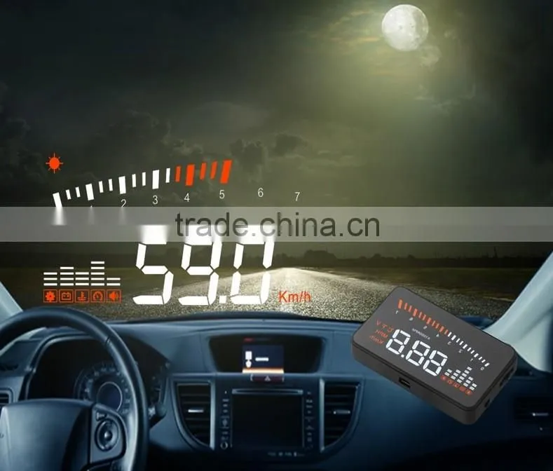 Hot Sale Universal Speeding Fuel Warning Windshield Project Alarm System Car Detector OBD Interface Car HUD Head Up Display