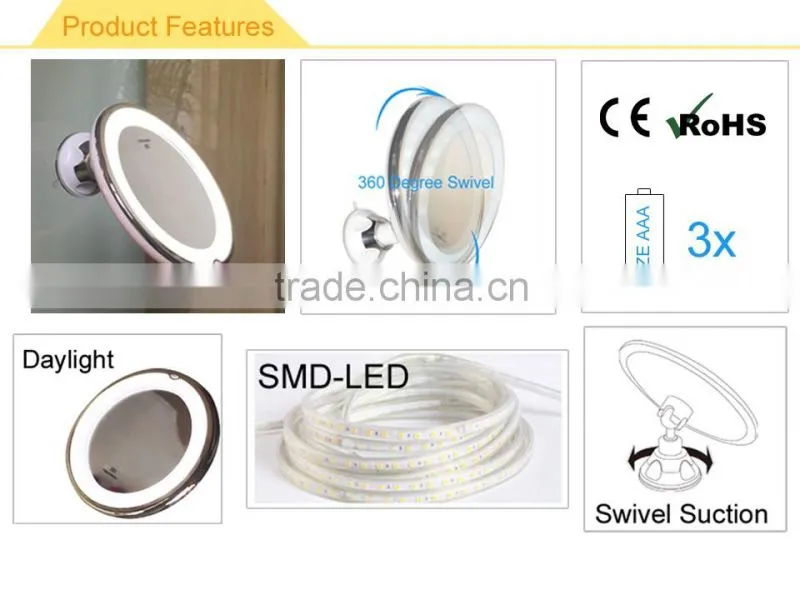 Adjustable Makeup Mirror LED Lighted Vanity Bathroom Mirror Sensitive button