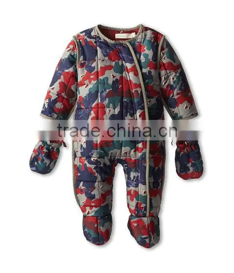 Baby Boys Warm Romper Camouflage Cotton Padded Hoodies Romper