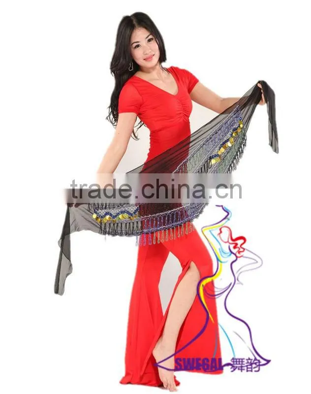 SWEGAL tassels belly dance hip scarf,professional egyptian belly dance scarf SGBDJ13035