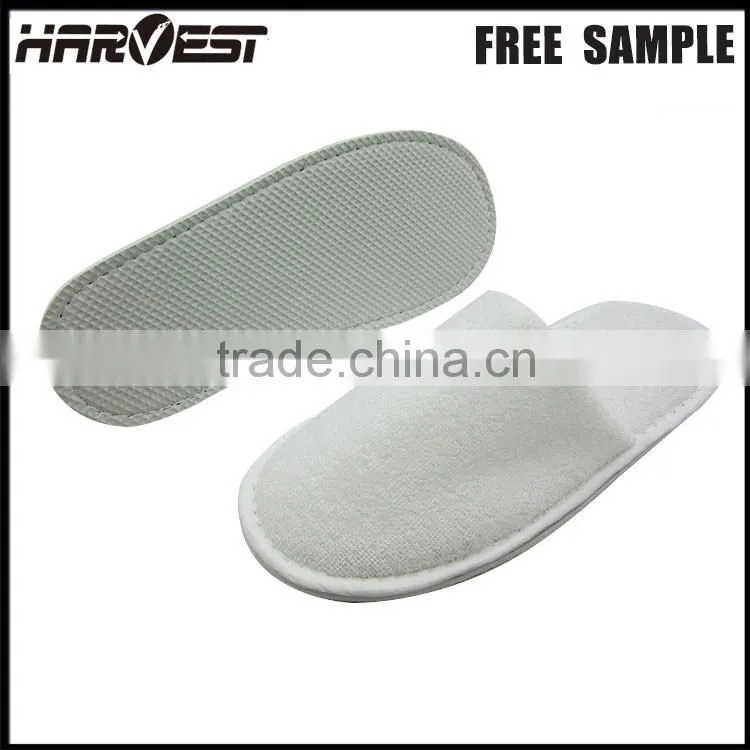Cheap soft indoor custom made white slipper for hotel , towel bath personalize hotel bathroom slipper with logo
