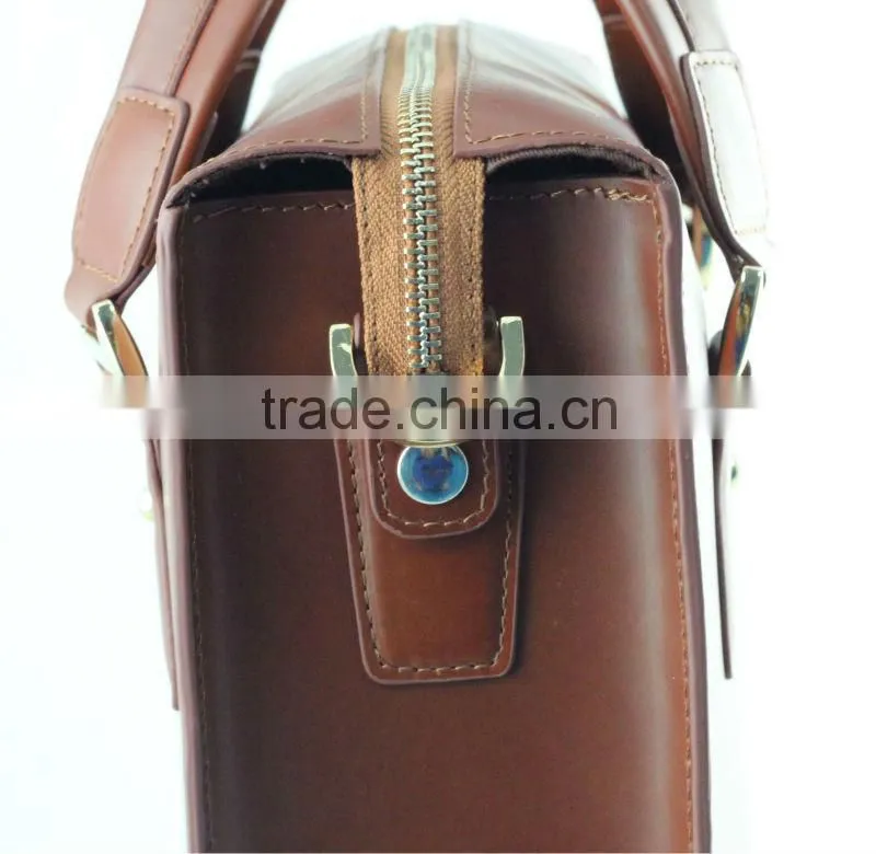 custom made top-quality genuine leather men's briefcase with hot selling metal brand breifcase, genuine leather briefcase
