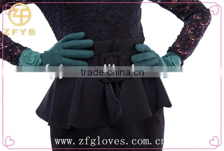 ZF3102 Lady winter colorful wool glove with flower