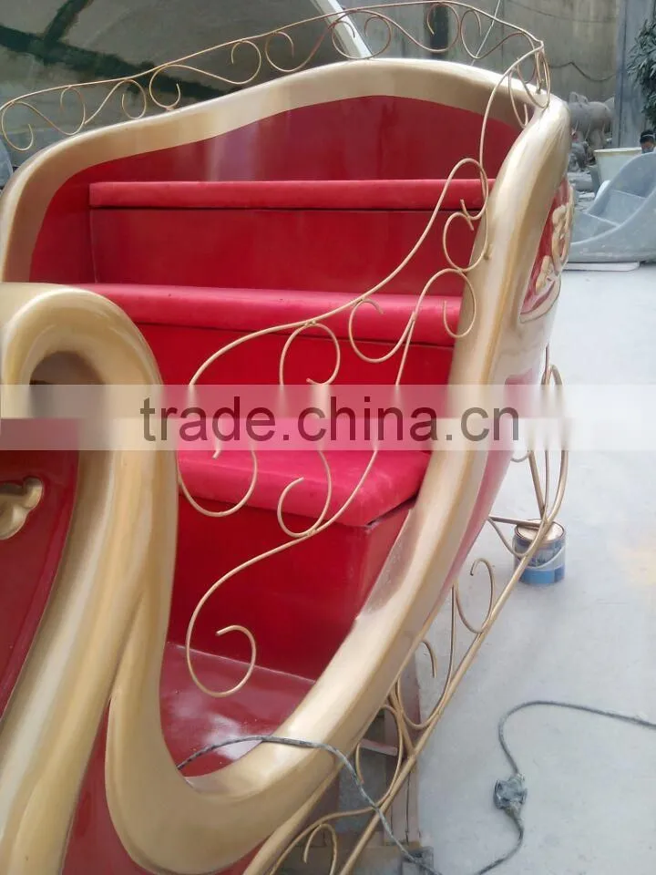 Decorative Christmas santa sleigh decorations indoors or outdoors fibreglass red sleigh