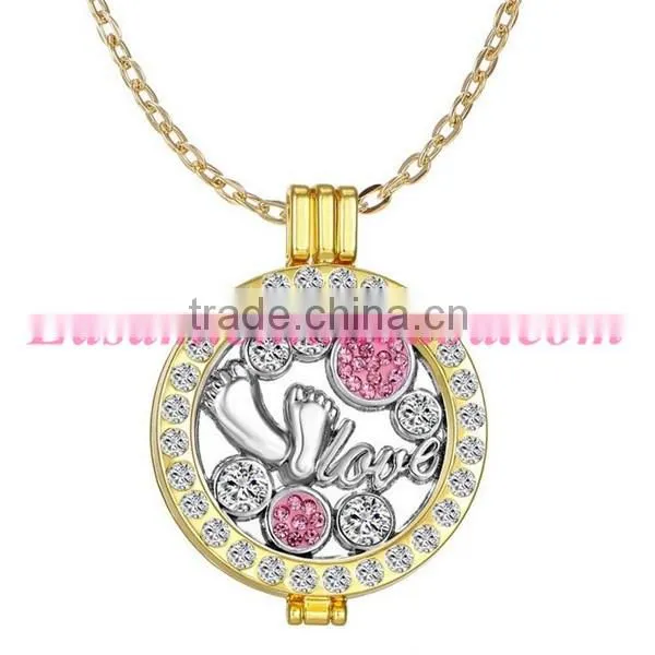 Latest design crystal locket pendant necklace