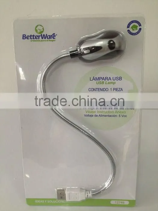 ONE LED flexible book light with USB/ Super Bright Reading Lamp no battery