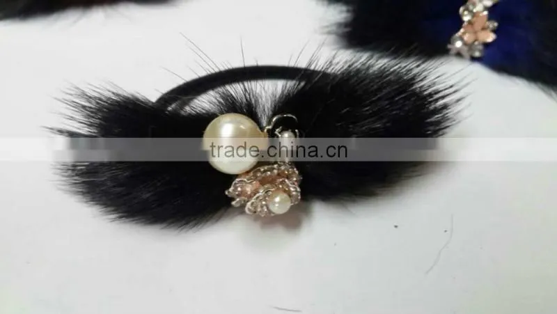 Cute and colorful real mink fur hairband accessories for beautiful girl