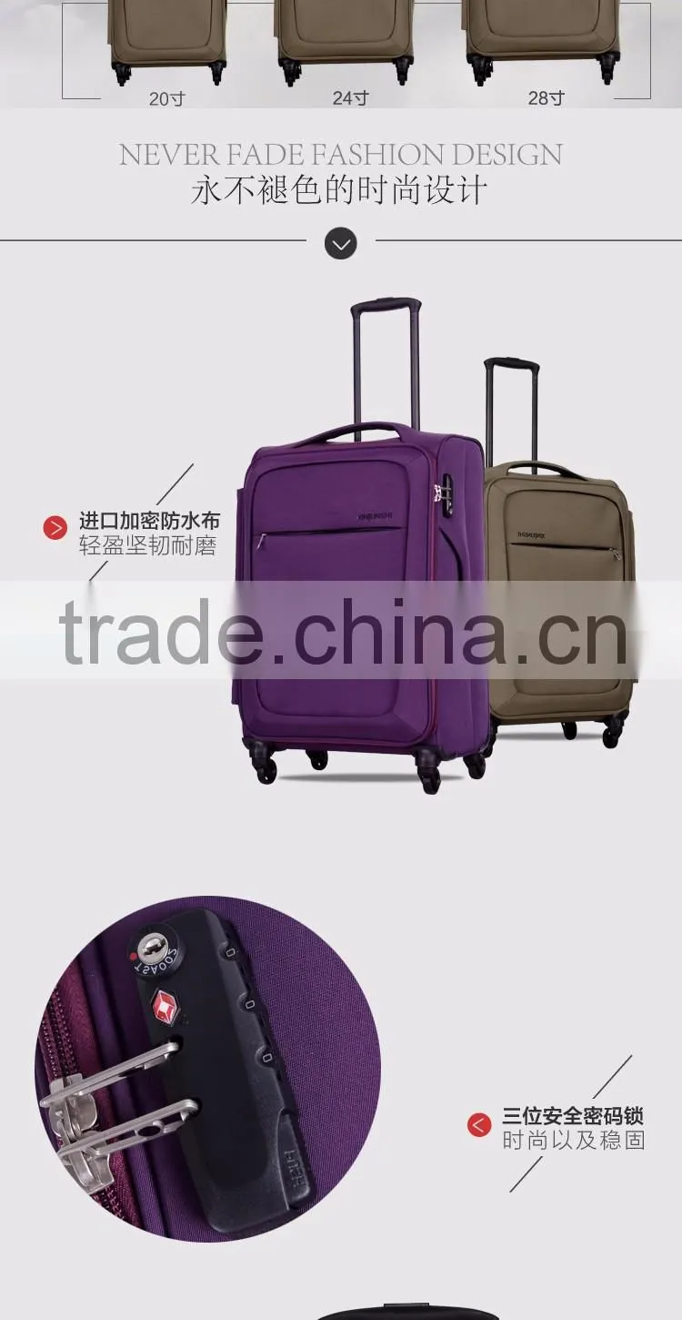 lightness fabric elastic material and leisure bag with caster wheels suitcase