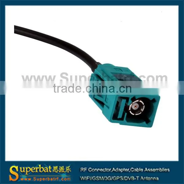 Fakra Jack C blue straight to Fakra Jack Z waterblue straight pigtail RG174 4m extension cable