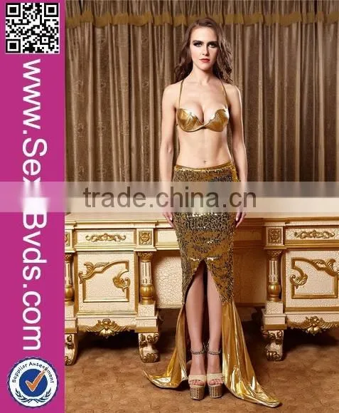 Gold sequins sexy bra girl party wear sexy mermaid costumes cosplay mermaid costume