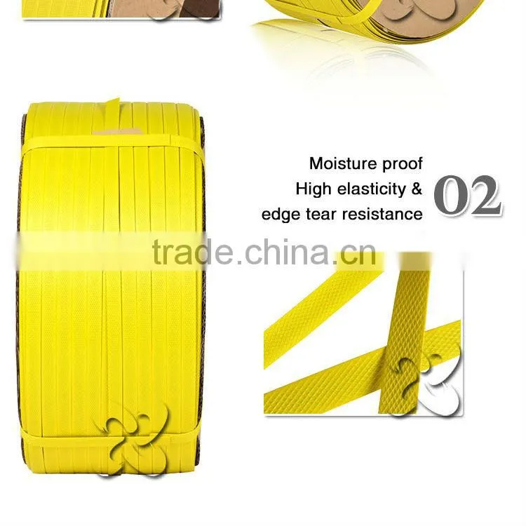 Yellow high tensile strength recycle16mm pp strapping band