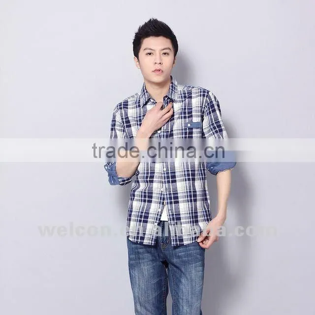 Latest brand design European style fancy fashion pure cotton men short sleeve casual stripe shirt